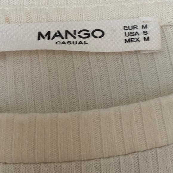 [SOLD]White ribbed fitted long sleeve with button detailing and split hem - Picture 6 of 6